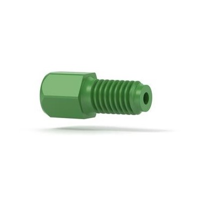 Upchurch Scientific Super Flangeless Nut for 1/16 inch OD Tubing, 10-32 Flat Bottom, 1/4 inch Hex, PEEK, Green, Single - M-652 - Click Image to Close